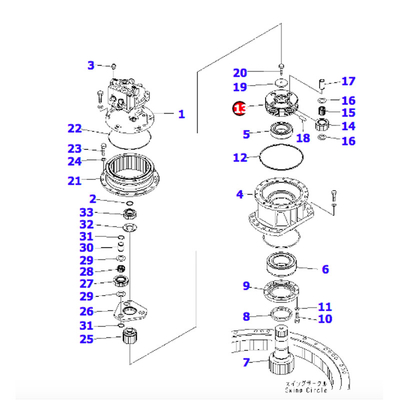 Pin do eixo do pinhão PC200-8 206-26-69111 de Parts Swing Shaft da máquina escavadora